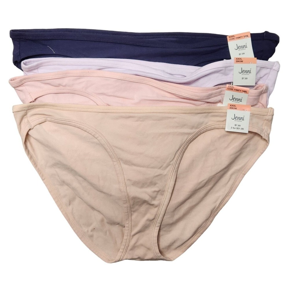 Jenni Intimates Bikini Underwear Women's‎ XXXL 3X Solid Colors Set of 4 Panties